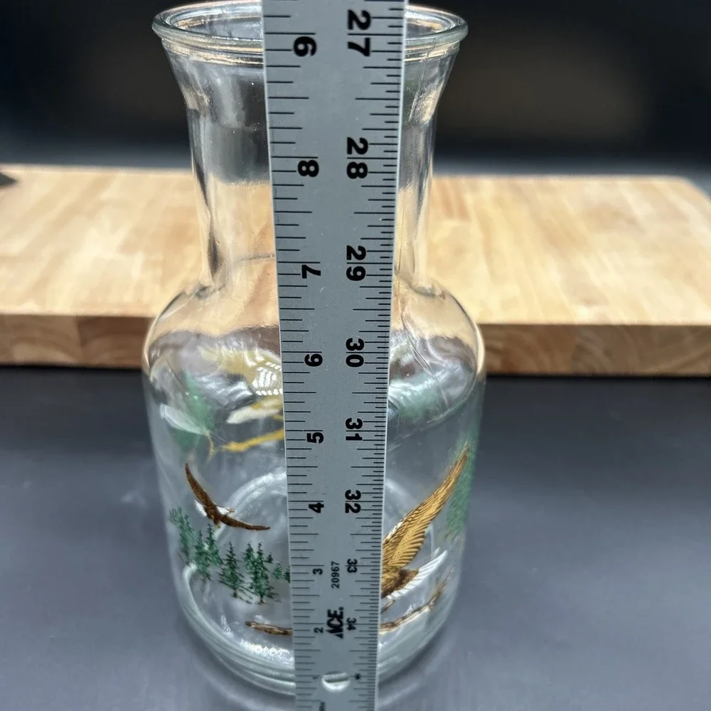 Vintage Glass Juice Pitcher Carafe Eagle Design Canada Sunoco Gas Premium